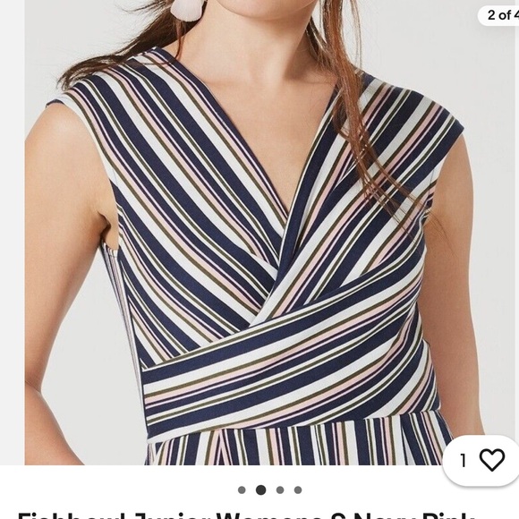 Fishbowl Junior’s Navy Pink White Striped Romper Pockets Size XS - Picture 4 of 15